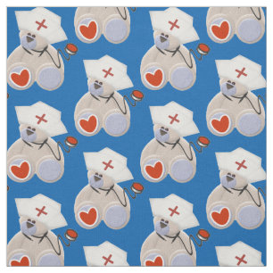Tissu Infirmière grise d'ours avec le coeur et le