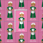 Tissu Infirmière Médicale Restez en sécurité mignonne Gr (Carreau)