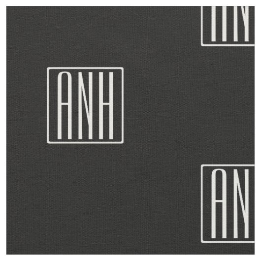 Tissu Initiales Monogramme | Blanc Sur Noir (Fermer)