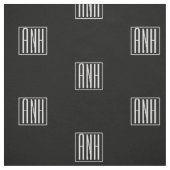 Tissu Initiales Monogramme | Blanc Sur Noir (Échantillon)