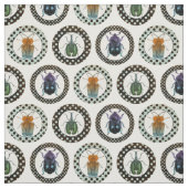 Tissu Insectes vintages Colorful Beetles Science (Échantillon)