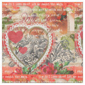 Tissu Inséparables Heart Red Art Collage (Fermer)