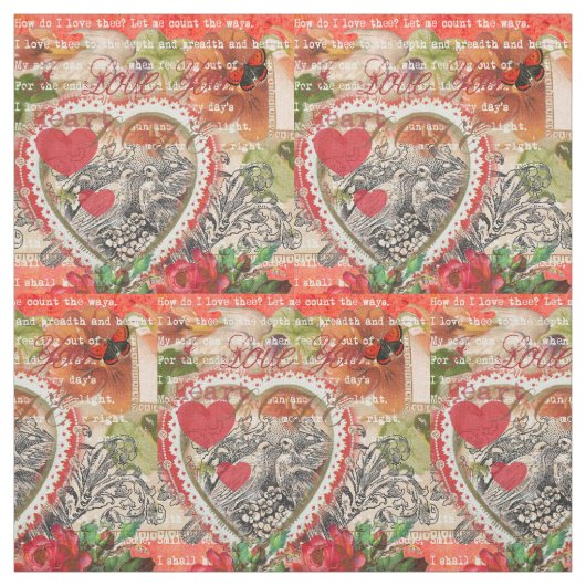 Tissu Inséparables Heart Red Art Collage (Échantillon)