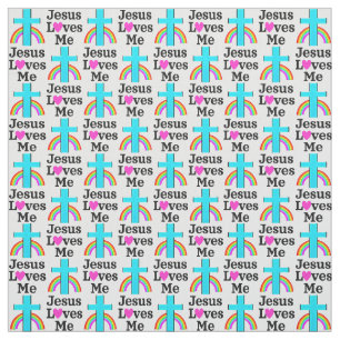 TISSU INSPIRER LA CROIX BLEUE CHRÉTIENNE JÉSUS M'AIME