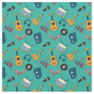 Tissu Instruments de musique aux couleurs vives
