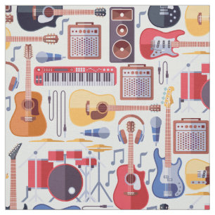Tissu Instruments de musique colorés motif