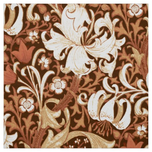Tissu Iris et lis de William Morris, brun et Tan (Échantillon)