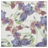 Tissu Iris mauve imprimé, fleurs d'été (Échantillon)