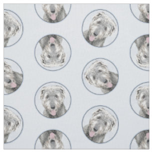 Tissu Irish Wolfhound Painting Grey Original Chien Art