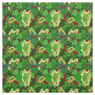 Tissu Irlandais shamrock, noir, imprimé haricot irlandai