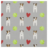 Tissu Jack Russell chiens et coeurs rouges gris clair (Fermer)
