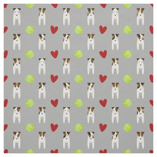 Tissu Jack Russell chiens et coeurs rouges gris clair (Échantillon)