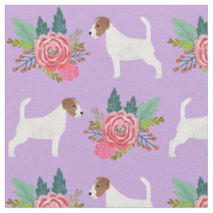 Tissu jack russell terrier chien rose et mauve