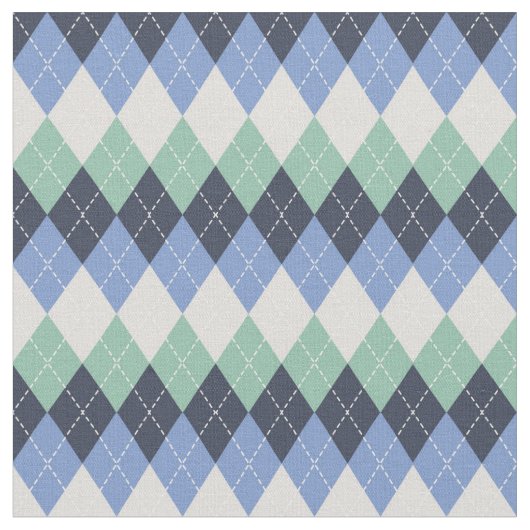 Tissu Jacquard bleu et vert et gris (Fermer)