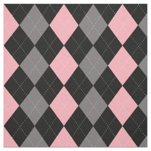 Tissu Jacquard gris noir rose rétro
