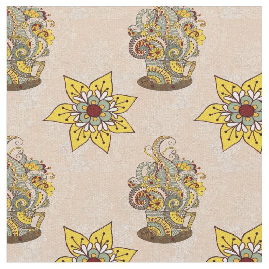 Tissu J'adore modèle de broderie de café (Fermer)