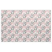 Tissu J'aime des chats ! (Contours noirs et rouges sur (Fat Quarter)