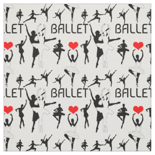 Tissu J'Aime Le Motif De Ballet. Danseurs de ballet noir