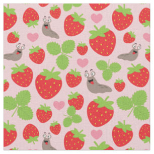 Tissu J'aime les fraises Motif sans couture