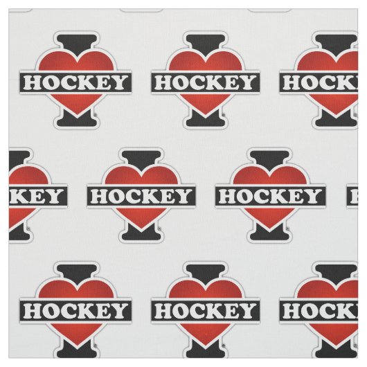 Tissu J'aime l'hockey (Échantillon)