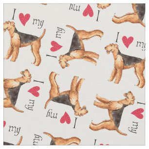 Tissu J'aime mon Airedale