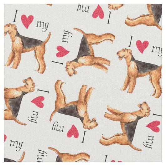 Tissu J'aime mon Airedale (Fermer)