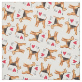 Tissu J'aime mon Airedale (Échantillon)