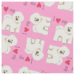 Tissu J'aime mon Bichon