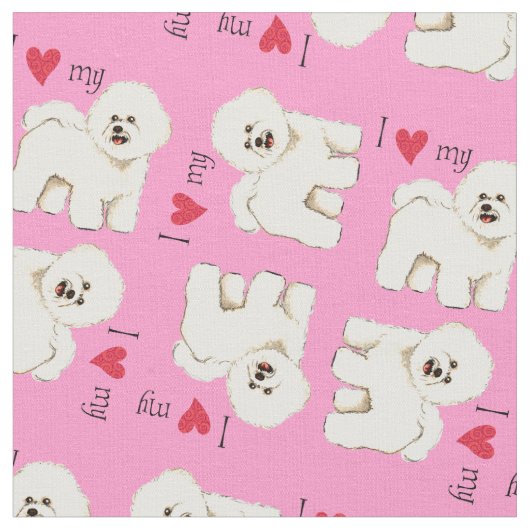 Tissu J'aime mon Bichon (Fermer)