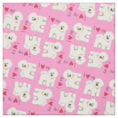 Tissu J'aime mon Bichon (Échantillon)
