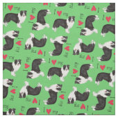 Tissu J'aime mon border collie (Échantillon)