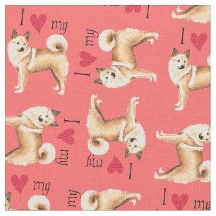 Tissu J'aime mon Buhund norvégien