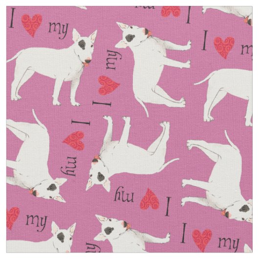 Tissu J'aime mon Bull Terrier (Fermer)