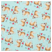 Tissu J'aime mon Bulldog (Échantillon)