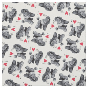 Tissu J'aime mon caniche miniature