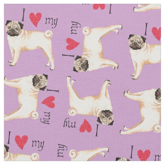 Tissu J'aime mon Carlin (Fermer)