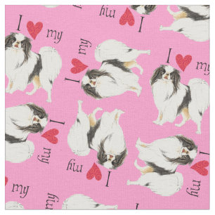 Tissu J'aime mon Chin japonais