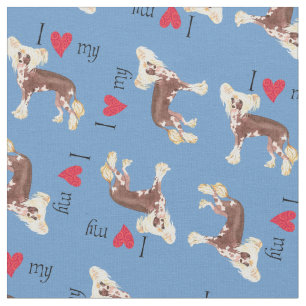 Tissu J'aime mon chinois Crested