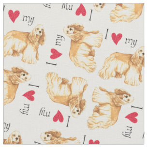 Tissu J'aime mon cocker