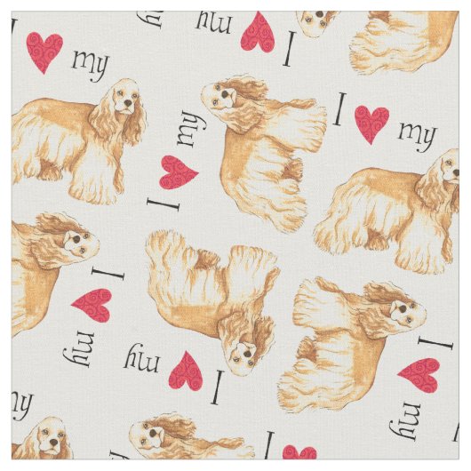 Tissu J'aime mon cocker (Fermer)