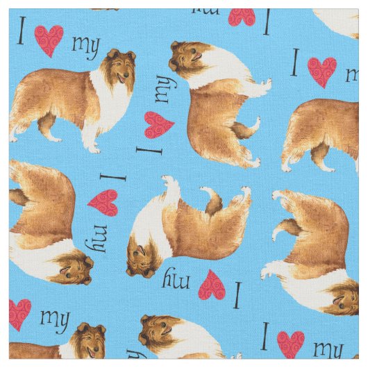 Tissu J'aime mon colley (Fermer)
