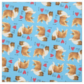 Tissu J'aime mon colley (Échantillon)