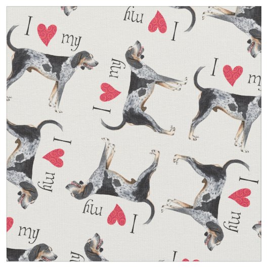 Tissu J'aime mon Coonhound de Bluetick (Fermer)
