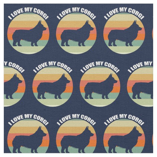 Tissu J'Aime Mon Corgi (Fermer)