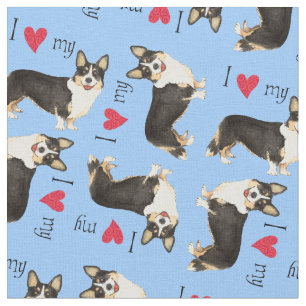 Tissu J'aime mon corgi de Gallois de cardigan