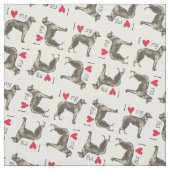 Tissu J'aime mon Deerhound écossais (Échantillon)