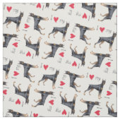 Tissu J'aime mon Doberman Pinscher (Échantillon)