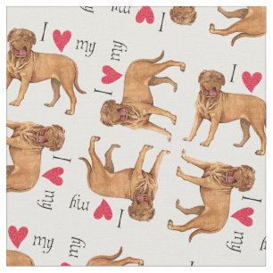 Tissu J'aime mon Dogue de Bordeaux