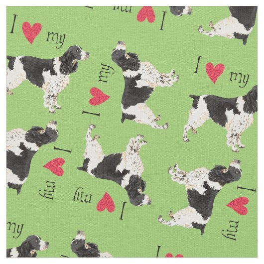 Tissu J'aime mon espagnol Springer anglais (Fermer)