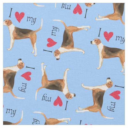 Tissu J'aime mon fox-hound américain (Fermer)